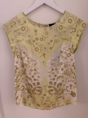 RACHEL Rachel Roy Yellow & White Paisley Cap-Sleeve Blouse